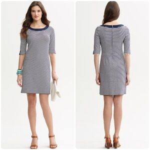 Banana Republic Navy & White Striped Ponte Sheath Dress Size 0